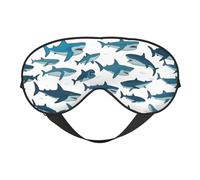 Shark Pattern with Various Gestures Print Eye Mask,Soft Blackout Blindfold Eye Cover for Women Men Full Night's Sleep,Travel
