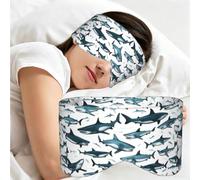 Shark Pattern with Various Gestures Print Full Coverage Sleep Mask,Eye Mask Portable for Travel Office Nap Shift Work