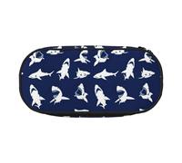 Shark Pattern with Various Gestures Print Functionality Storage Pencil Bag School Students Boys Girls Everyday Use Practical