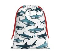 Shark Pattern With Various Gestures Print Gift Stylish Pouches Holiday Celebration Wrapping Supplies Indoor Outdoor Daily Use