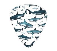 Shark Pattern with Various Gestures print Guitar Picks 12 Pack Assorted Thickness for Guitar,ukulele,0.46/0.71/0.96mm