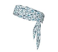 Shark Pattern with Various Gestures Print Head Tie Headbands Athletic Sweatbands for Men Women Head Tie Sport Bandana for Yoga Gym