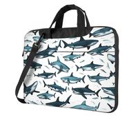 Shark Pattern with Various Gestures Print Laptop bag,portable single shoulder laptop Sleeve Case,Compatible with 13-15.6 in, Black, 13 inch