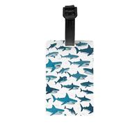 Shark Pattern with Various Gestures Print Luggage Tag for Suitcases Daily Use Identification Labels Airports Travel Bag Tags