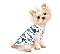 Shark Pattern With Various Gestures Print Pet T-Shirt, Sleeveless Pullover Vest For Small Puppy Kitten Indoor Outdoor Wear