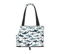 Shark Pattern With Various Gestures Print Pet Tote Bag,Single Shoulder Carrier, Pet Travel Handbag For Small Dogs & Cats Outings