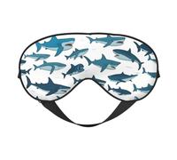 Shark Pattern with Various Gestures Print Sleep Mask,Soft Eye Mask with Adjustable Strap for Sleeping, Travel and Relaxation