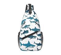Shark Pattern With Various Gestures Print Sling Bag For Women Men Fashion One Shoulder Crossbody Bag Travel Fanny Pack Cross Body Bags