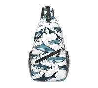 Shark Pattern With Various Gestures Print Sling Bag For Women Men Fashion One Shoulder Crossbody Bag Travel Fanny Pack Cross Body Bags
