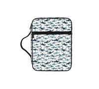 Shark Pattern with Various Gestures Print Soft Bible Storage Bag Scripture Holder Waterproof for Worship Travel Devotional