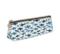 Shark Pattern with Various Gestures Print Students Supplies Higher Capacity Pencil Pouch Pen Case School Travel Office Desk