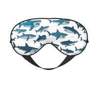 Shark Pattern with Various Gestures Print Women Men Double-Sided Soft Eye Mask, Ultrathin Light Blocking Sleeping Blindfold