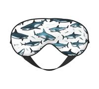Shark Pattern with Various Gestures Sleep Mask,100% Natural Mulberry Silk Eye Mask with, Ultra-Soft Eye Covers for Sleeping, Travel, Nap