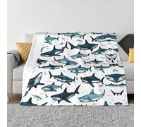 Shark Pattern With Various Gestures Ultra-Soft Micro Fleece Blanket Throw, Cozy, Lightweight, And Warm For Bed, Couch, Sofa