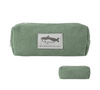 Shark Pencil Pouch - Cute Embroidered Corduroy Pen Organizer Case | Portable Stationery Holder, Zipper Bag for Eraser, Color Markers, Writing Supplies, School Desk Office Art Supplies, green, 説明を参照