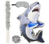 Shark Piñata,Ocean Theme Shark Pinata with Stick,Blindfold and Confetti for Under the Sea Party Supplies Fishing Animal Theme Birthday Party Set(15.4")