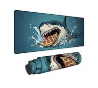Shark Pizza Large Gaming Mouse Pad, Blue Ocean Art Stitched Edge Mousepad, Rubber Non-Slip Washable Gaming Mouse Pad for Home and Office Computer, Laptop 16x36 Inch