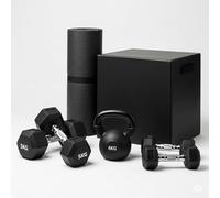 Shark Power Gear Home Gym Set, Hexagonal Dumbbells 2.5kg & 5kg Pairs, 6kg Kettlebell, Yoga Mat, Jump Box, Black