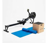 Shark Power Gear Indoor Rowing Machine Set with Jump Box and Yoga Mat, Complete Home Workout Equipment, Black
