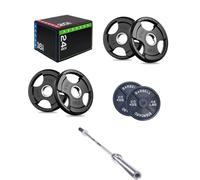 Shark Power Gear Weight Plates Set (2.5kg Cast Iron, 1.25kg & 15kg Tri-Grip), 6ft Olympic Barbell, Large Soft Jump Box - Home Gym Strength Training Kit
