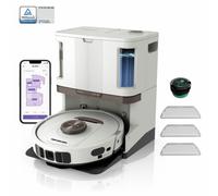 Shark PowerDetect 2-in-1 Robot Vacuum & Mop, NeverTouch Pro 60-Day Self Empty, Self-Refill and Self-Clean Robot Vacuum with 3D & LiDAR Navigation, NeverStuck Obstacle Bypass, White/Mocha
