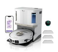 Shark PowerDetect Robot Vacuum and Mop - 3D LiDAR Navigation - White | 60-Day Self-emptying and Cleaning Base, Wi-Fi / App, 3 Anti-Microbial Pads, 1 Anti-Odour Cartridge & 2 Brushes