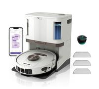 Shark PowerDetect Robot Vacuum and Mop - 3D LiDAR Navigation - White | 60-Day Self-emptying and Cleaning Base, Wi-Fi / App, 3 Anti-Microbial Pads, 1 Anti-Odour Cartridge & 2 Brushes