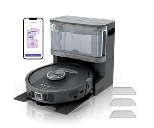 Shark PowerDetect Robot Vacuum and Mop with 30-Day Self-emptying and Cleaning Base - Anti-odour - 3D LiDAR Navigation - Wi-Fi / App - 3 Anti-microbial Pads and 2 Brushes Incl. - White