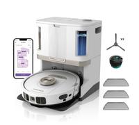 Shark PowerDetect Robot Vacuum and Mop with 60-Day Self-emptying and Cleaning Base - 3D LiDAR Navigation - Wi-Fi/App - 1 Anti-microb and 3 Standard Pads, 1 Odour Cartridge and 1 Brush Incl. - White