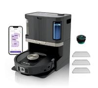 Shark PowerDetect Robot Vacuum and Mop with 60-Day Self-emptying and Cleaning Base - 3D LiDAR Navigation - Wi-Fi / App - 3 Anti-microbial Pads, 1 Odour Cartridge and 2 Brushes In lack