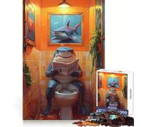 Shark Reading Newspaper on Toilet 1000 Pieces Jigsaws Adults Puzzles Gifts Mind Skill Toy Quiet Fun Design Assembly 38x52cm
