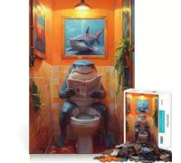Shark Reading Newspaper on Toilet Jigsaw Puzzles for Adults1000 Piece Sharp Logic Toy Together Fun Tight Cut Memorable Gift 50x75cm