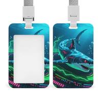 Shark Retractable ID Badge Holder with Lanyard - Vertical Badge Reel,Keychain Clip,Name Tag Id Card Holder Protector for Nurse Officer Teacher Security Staff Women Men