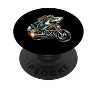 Shark Riding Motorcycle Punk Rock Style PopSockets Adhesive PopGrip