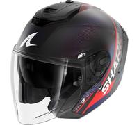 SHARK Open-Face Helmet RS Jet Carbon Speed-Tech - Matt Black/Dark Grey/Blue/Red - Size S