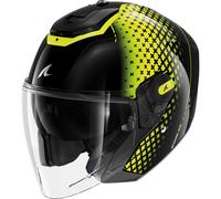 Shark RS Jet Motorcycle Motorbike Helmet - Stride Black / Silver / Fluo Yellow
