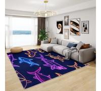 Shark Rug for Kids Room - Neon Rug, Boys Gamer Rugs for Living Room Bedroom, Washable Non Slip Soft Large Carpet, Patterned Area Rugs & Home Decor 100x150 cm