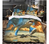 Shark Running Comforter Cover 3D Design Printed Luxury 3 Piece Bedding Set Zipper fantasy Cartoon Quilt Cover Super Soft Breathable for Kids Teens Adults Women Youth Teenagers Super king（260x220cm）