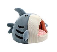 Shark Shape Cat Cave Bed with Thick Cushion, Kitten Cat Soft Warm House for Indoor Cats Anti-Slip Bottom, Cat Tent with Removable Washable Cushioned Pillow, Cat Hut Sleeping Bag Small Dog Bed - XL