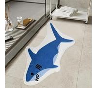 Shark Shaped Bath Mat Cute Cartoon Bathmat Blue Shower Mat Non-Slip Funny Bathroom Mat (24×35)