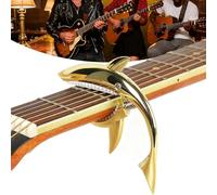 Shark Shaped Guitar Capo, Zinc Alloy Tone Clip Guitar Shark Capo, Metal Spring Acoustic Capos for Acoustic Electric Folk Guitars, Mandolin, Bass, Ukulele (Gold)