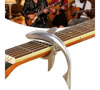 Shark Shaped Guitar Capo, Zinc Alloy Tone Clip Guitar Shark Capo, Metal Spring Acoustic Capos for Acoustic Electric Folk Guitars, Mandolin, Bass, Ukulele (Matt Silver)