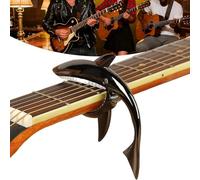 Shark Shaped Guitar Capo, Zinc Alloy Tone Clip Guitar Shark Capo, Metal Spring Acoustic Capos for Acoustic Electric Folk Guitars, Mandolin, Bass, Ukulele (Black)