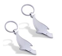 Shark-Shaped Keychain Bottle Opener, Metal Silver Finish, Pack of 2