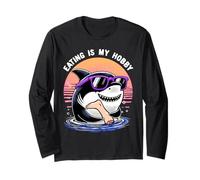 Shark Shirt Eating Is My Hobby Great White Shark Biologist Long Sleeve T-Shirt