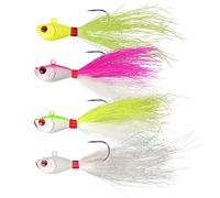Shark Shooter 4pcs Fishing Bucktails Jig Saltwater Hair Jigs Wire Bait Keeper Surf Fishing Lures for Bass Fishing (3/4oz)