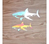 Shark Silhouette Great White Shark Fish Sticker Decal Vinyl 10152b - 2 Pack Holographic Iridescent, 12.7cm, 17.8cm - No Background for Car Boat Laptop Cup