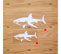 Shark Silhouette Great White Shark Fish Sticker Decal Vinyl 10152b - 2 Pack White, 12.7cm, 17.8cm - No Background for Car Boat Laptop Cup