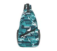 Shark Silhouette Grunge Linear Green Arrows Crossbody Bag With Zipper Shoulder Bag Breathable Backpack For Women Traveling Workout