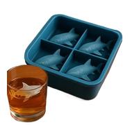 Shark Silicone Ice Mold, 3D Novelty Silicone Ice Mold Tray, Funny 4 Cavity Sharks Molds, Cute Easy Release Shark Shape Cube Ice, for Whiskey, Cocktails, Parties, Kitchen Home Creative